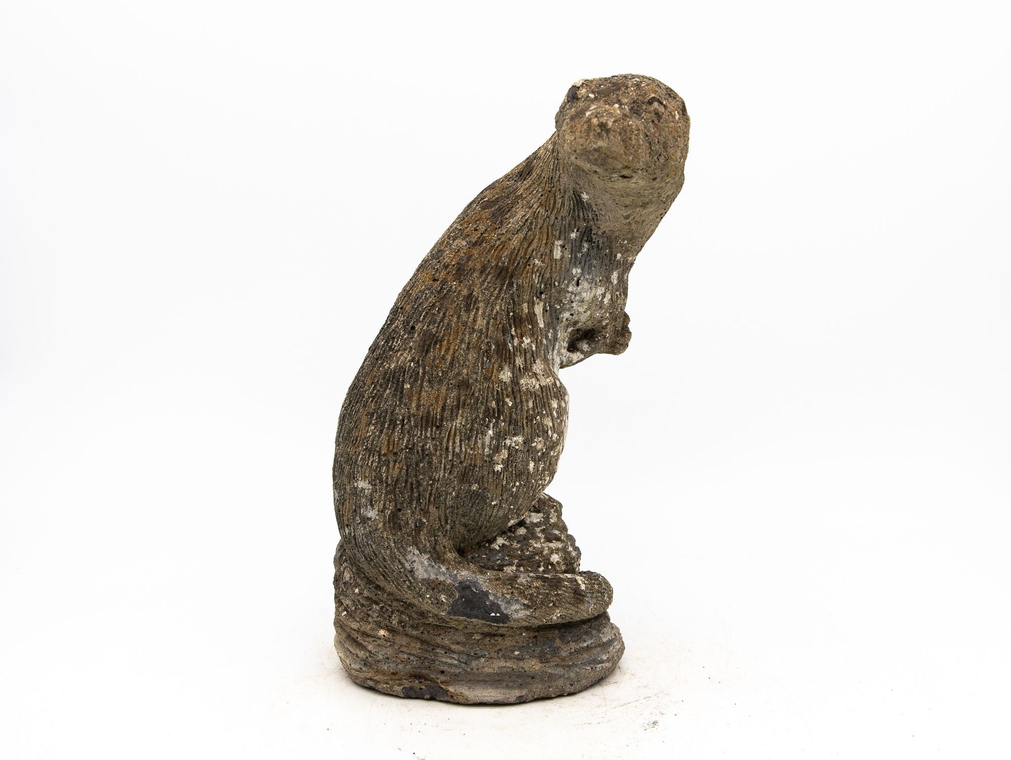 Reconstituted Stone Standing Otter Garden Ornament, French Mid 20th C.