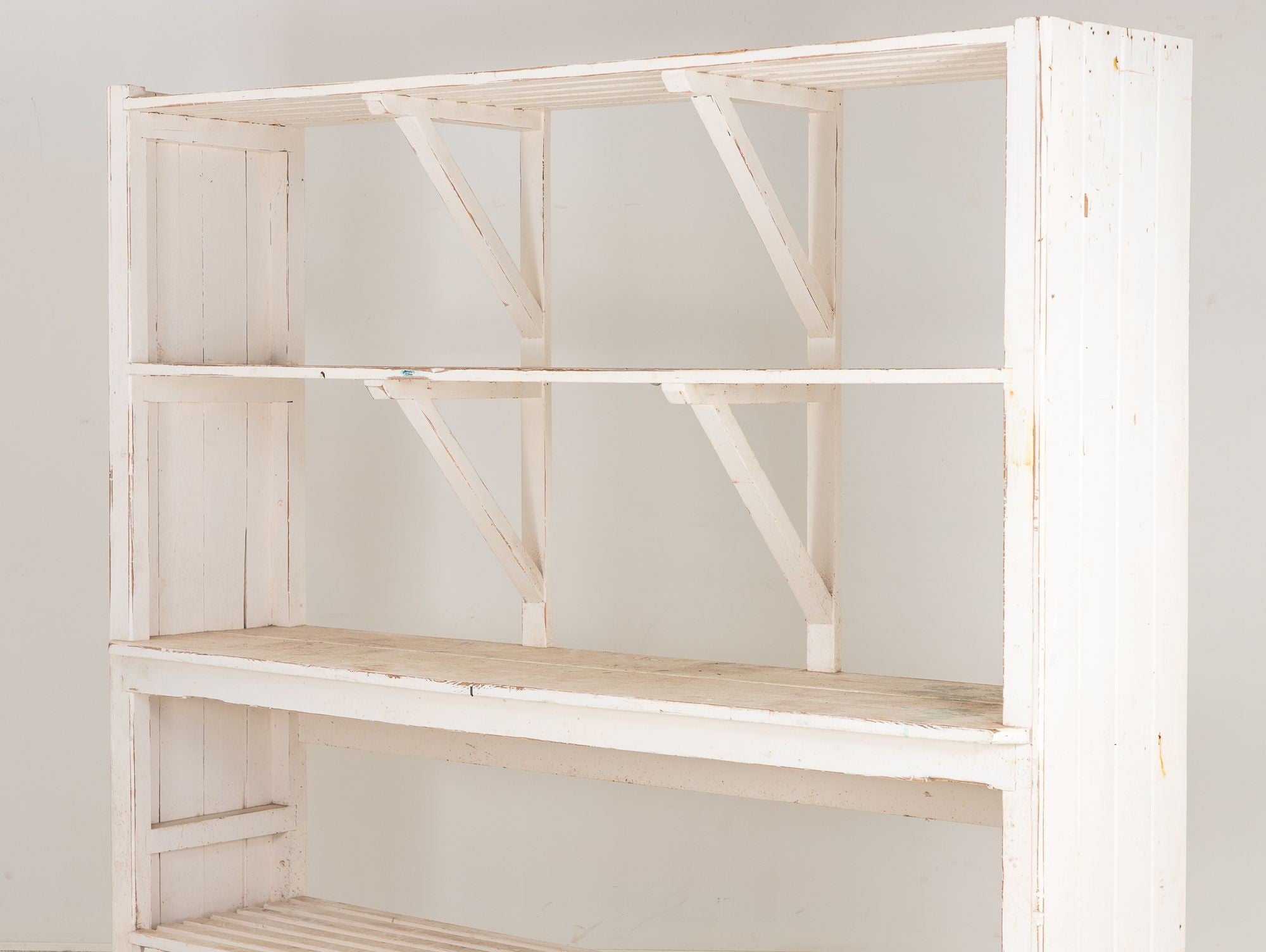 Large White Painted Wood Florist&#39;s Shelf, English mid 20th C.