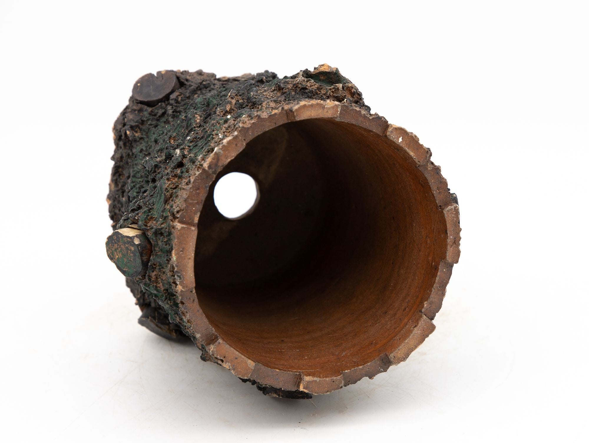 Terracotta English Faux Bois Planter, Early 20th Century