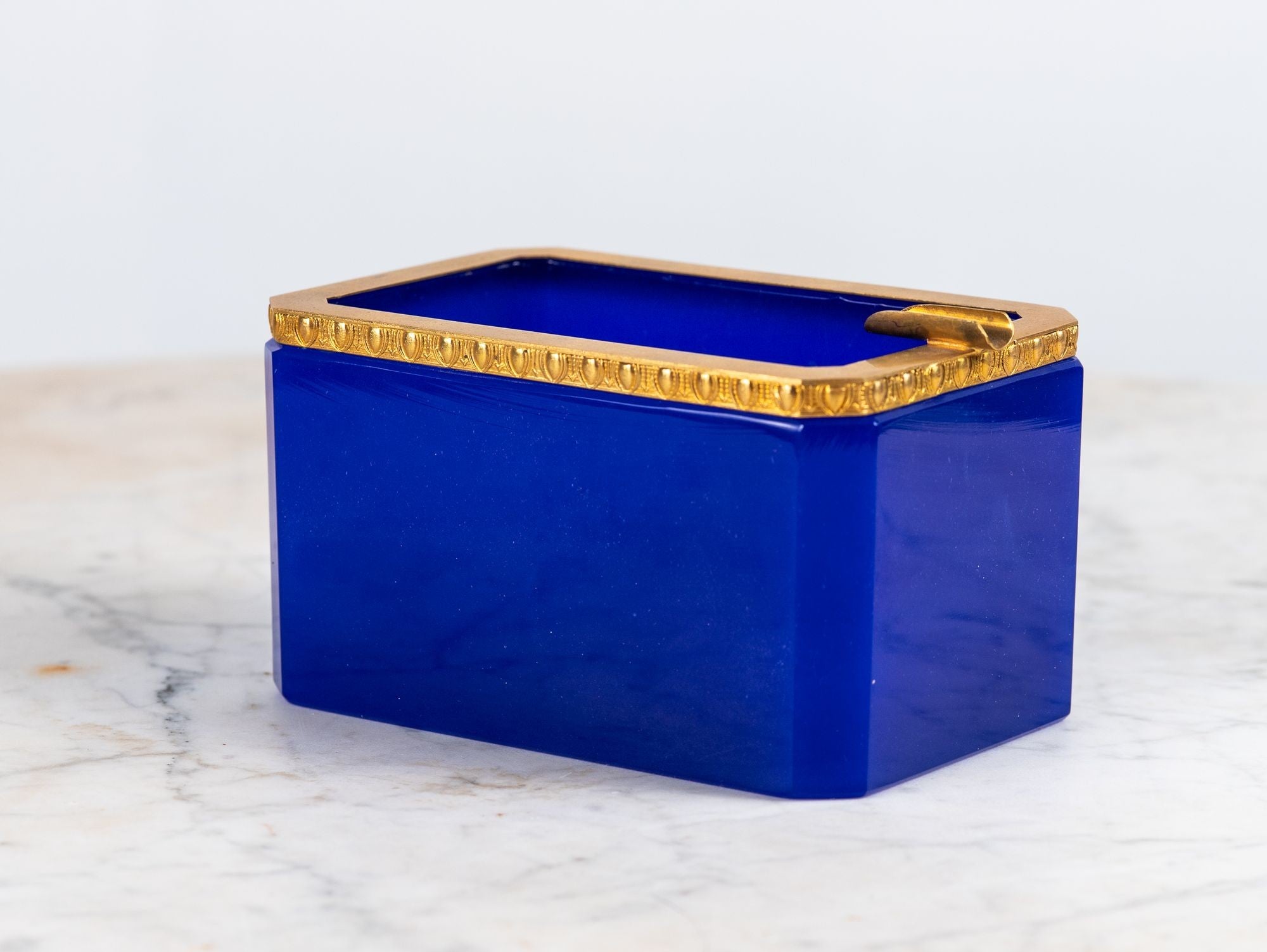 Large Art Deco Lapis Lazuli Opaline Ashtray with Brass Mounts, France