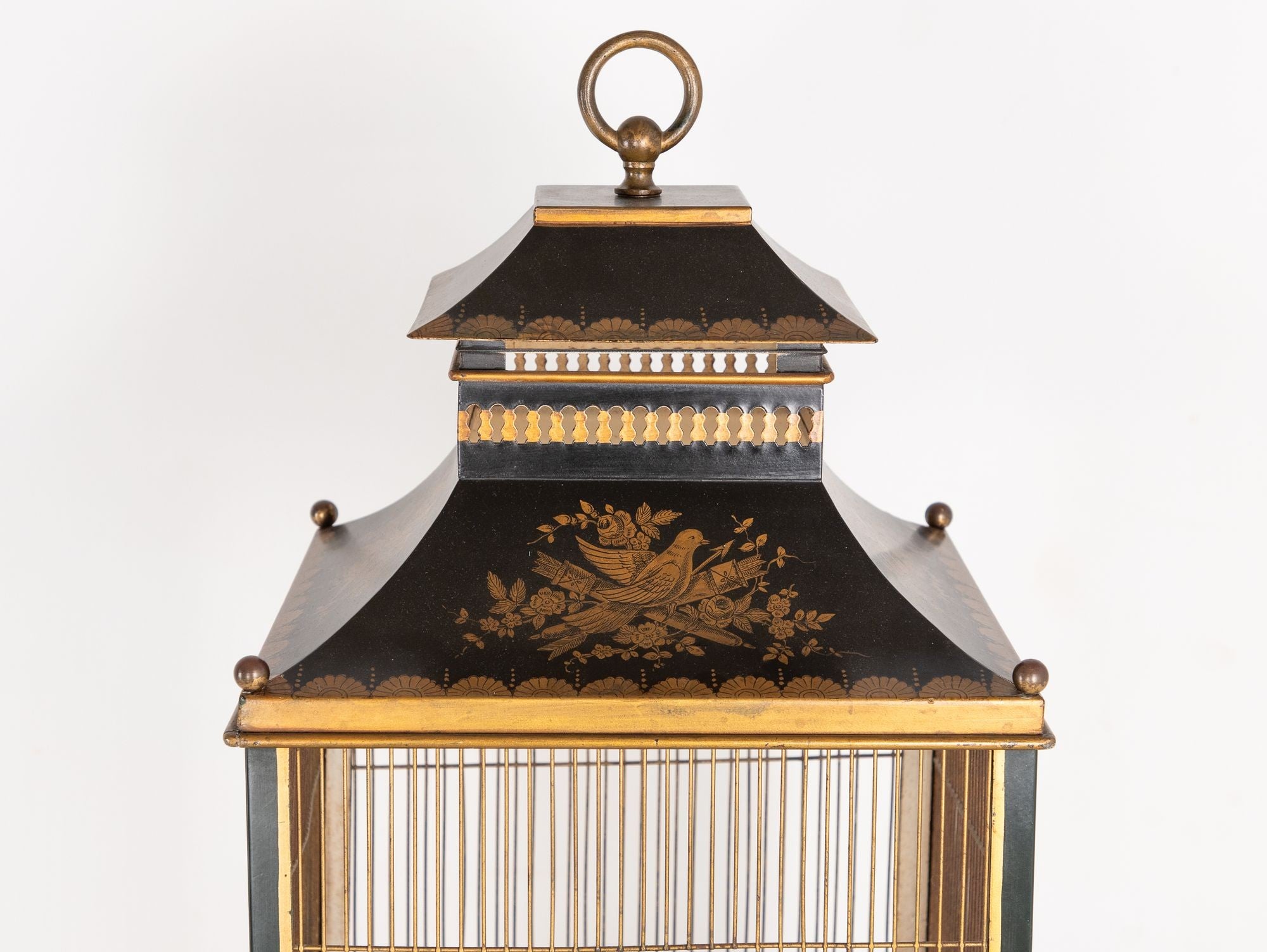 Regency Style Tole Birdcage on Stand, USA 20th Century