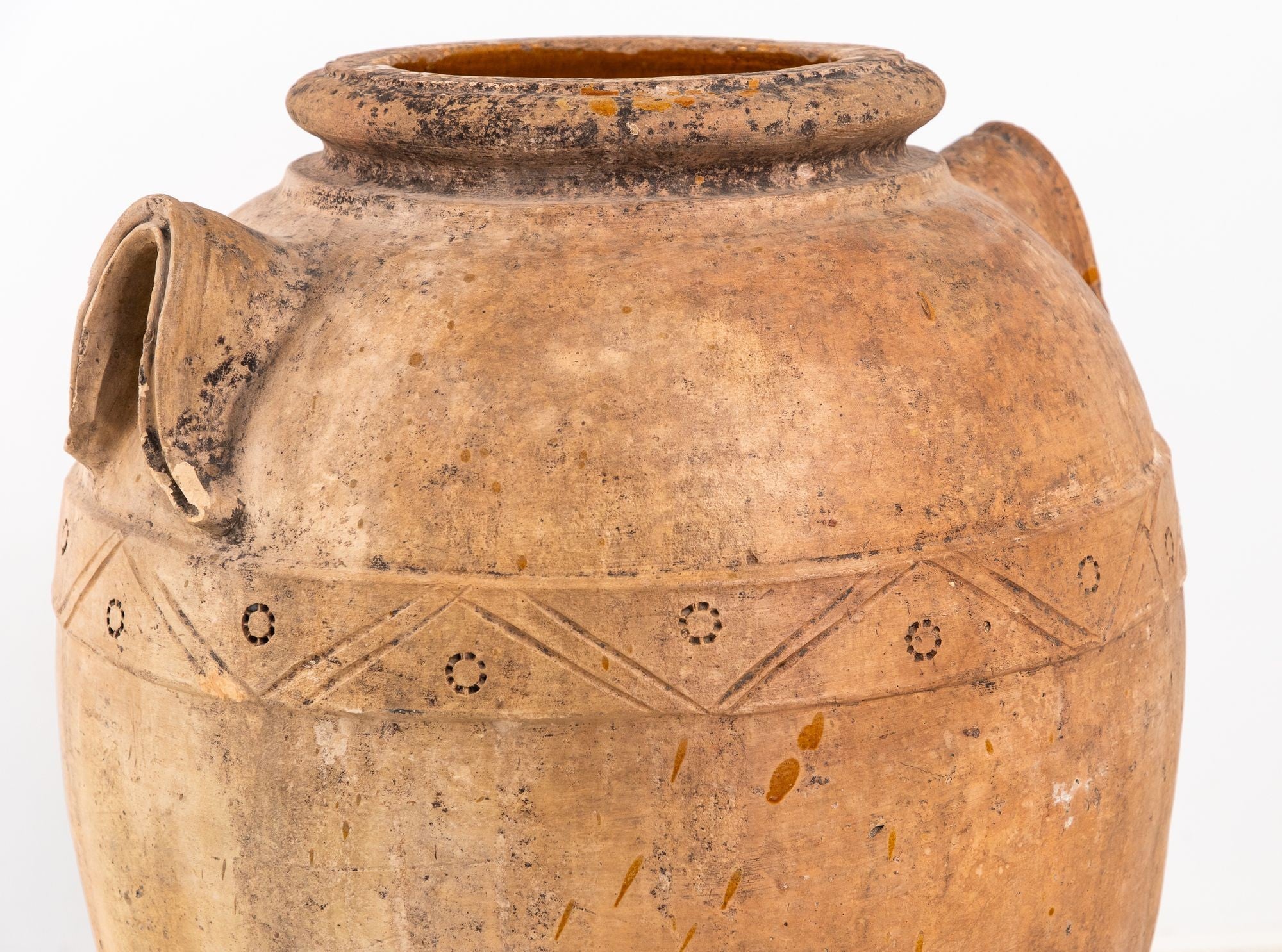 Large Mediterranean Terracotta Olive Jar with Two Handles, Mid-20th Century