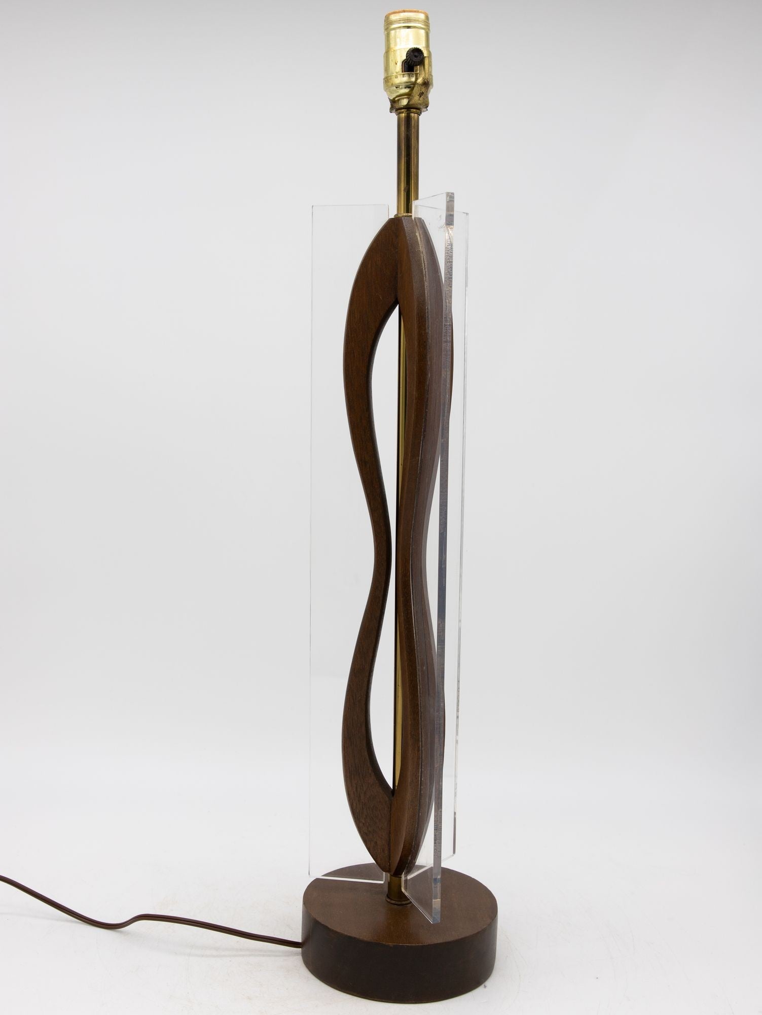 MId Century Modern Wood and Lucite Table Lamp, American Mid 20th C.