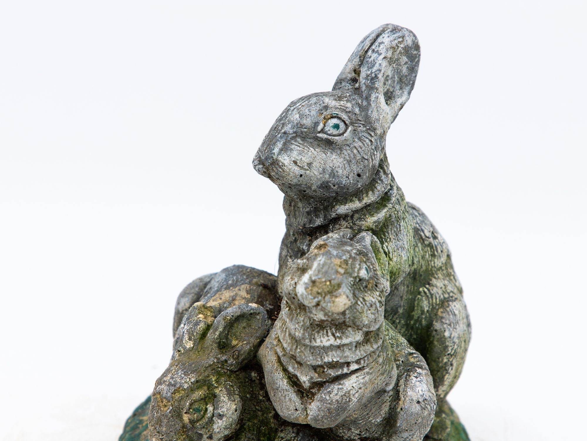 Reconstituted Stone Rabbit and Bunnies Family Garden Ornament, French 20th Century