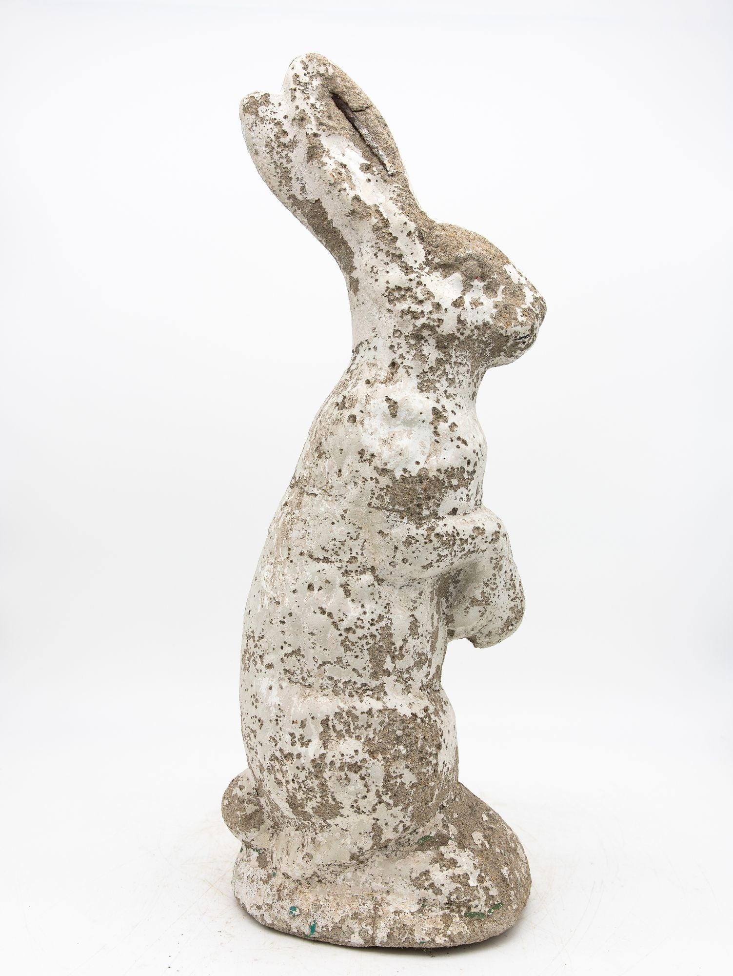 White Painted Reconstituted Stone Bunny, Rabbit, or Hare Garden Ornament, France 20th C.