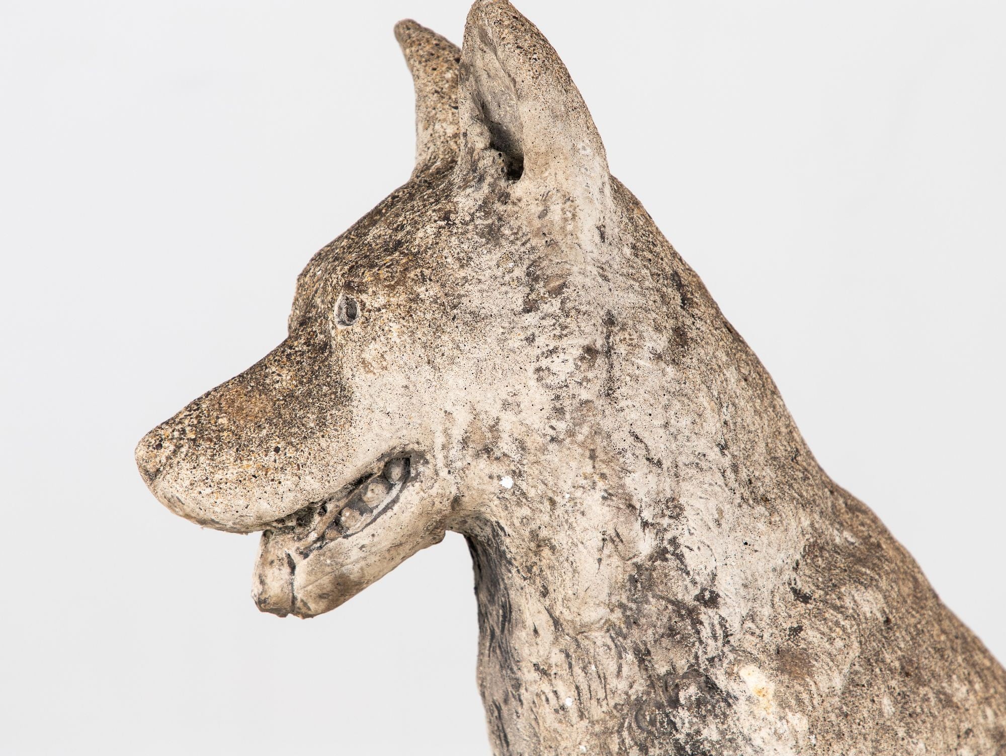 Large Concrete Shepherd Dog Garden Ornament, English mid 20th Century