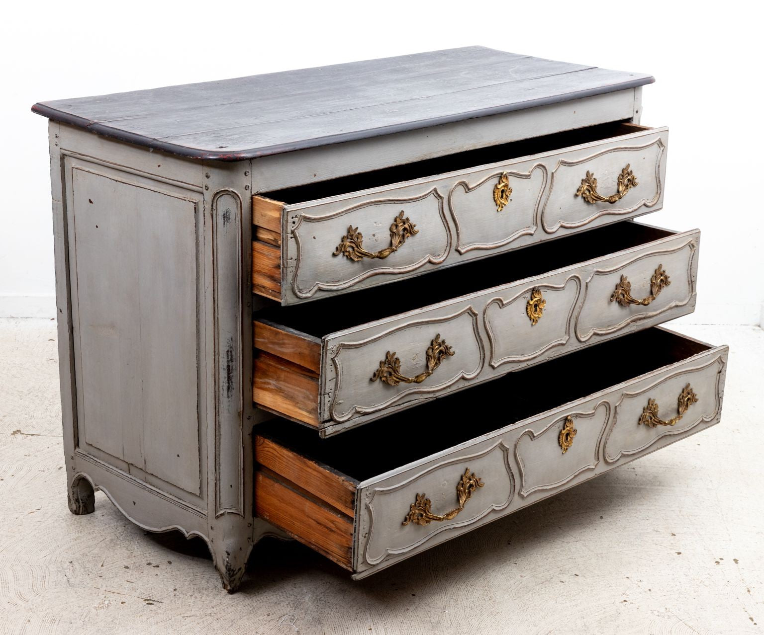 French Louis XIV Style Gray Painted Commode, Late 19th Century