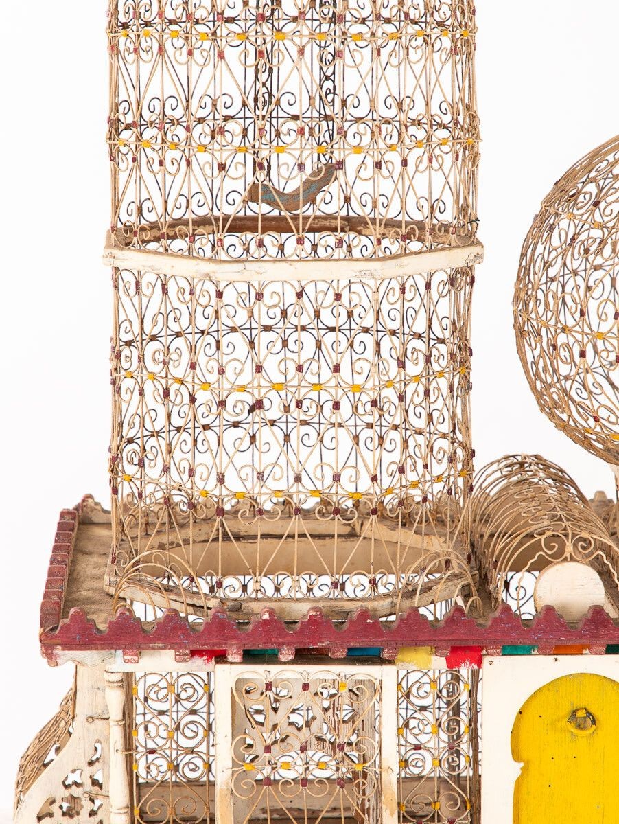 Polychrome Wire Birdcage, French 20th-Century