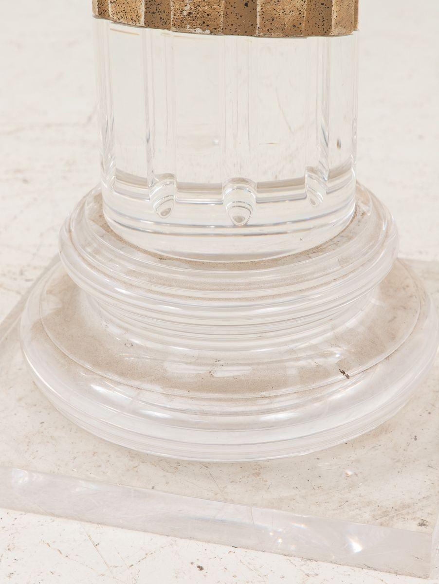 Lucite and Limestone Column or Pedestal