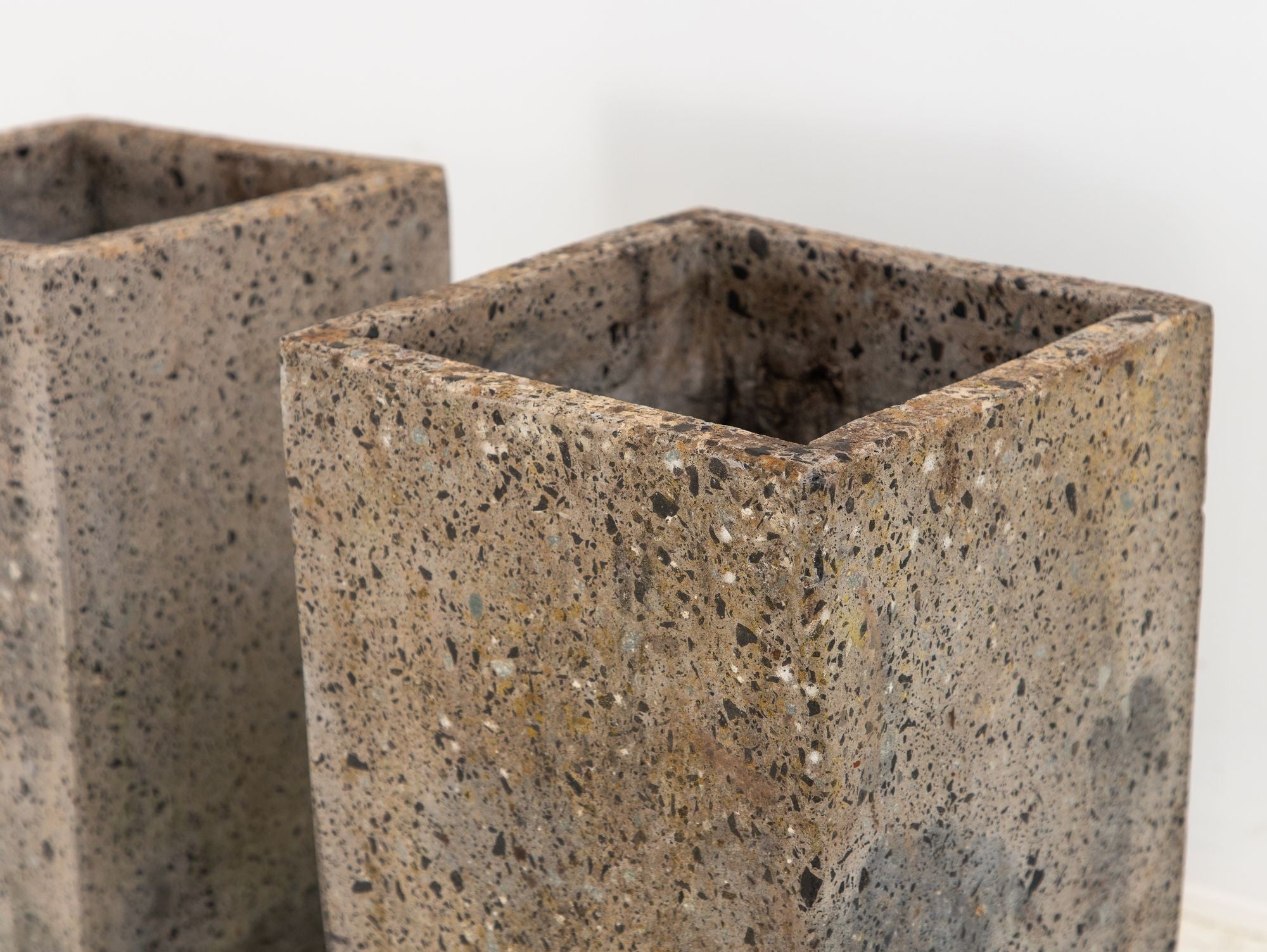 Brutalist Inspired Pair of Mixed Stone Planters, 20th Century