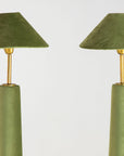 Pair of Moss Green Velvet Floor Lamps, French Late 20th C.