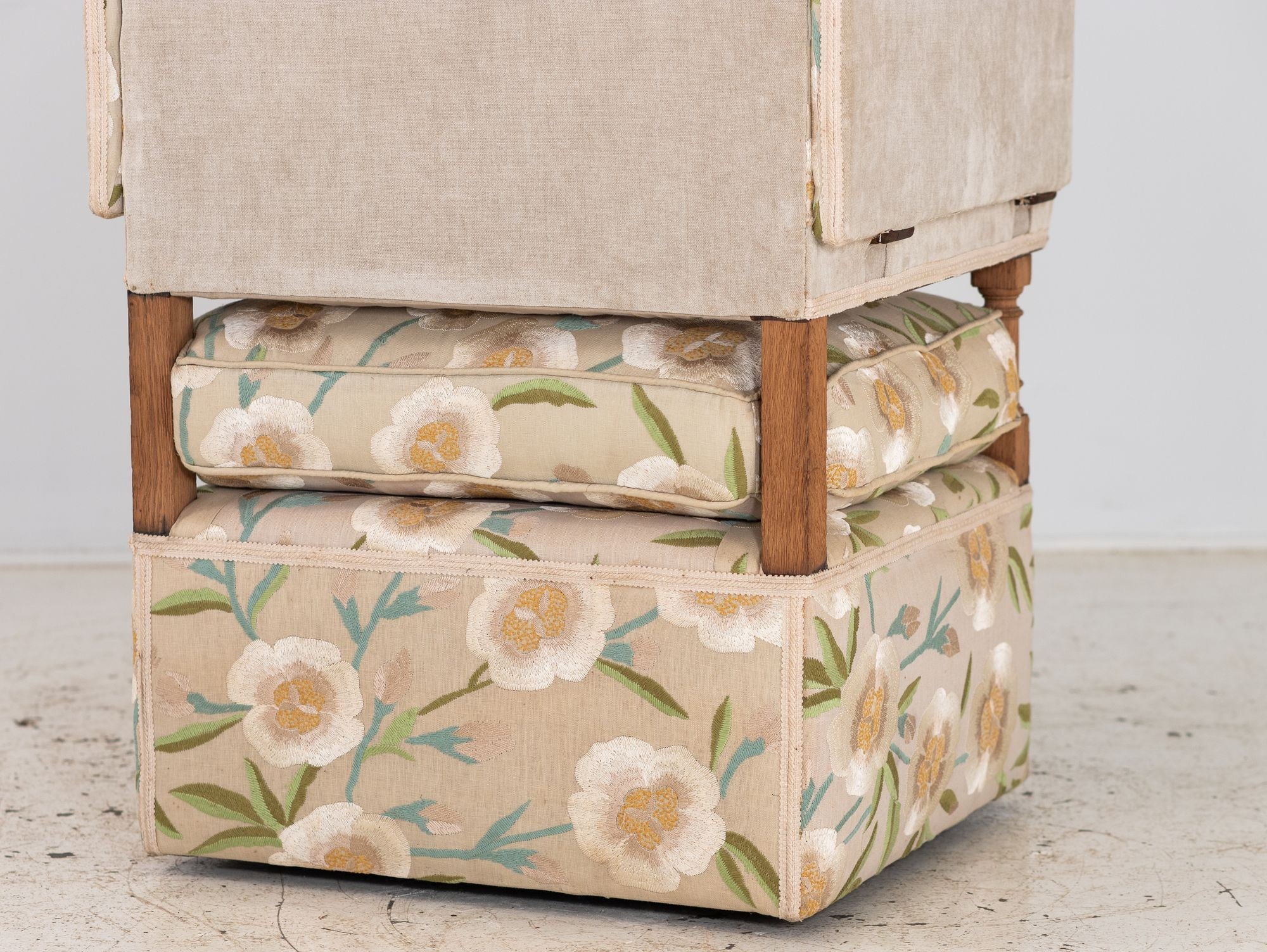 Upholstered Knowle Style Armchair, England Early 20th C.