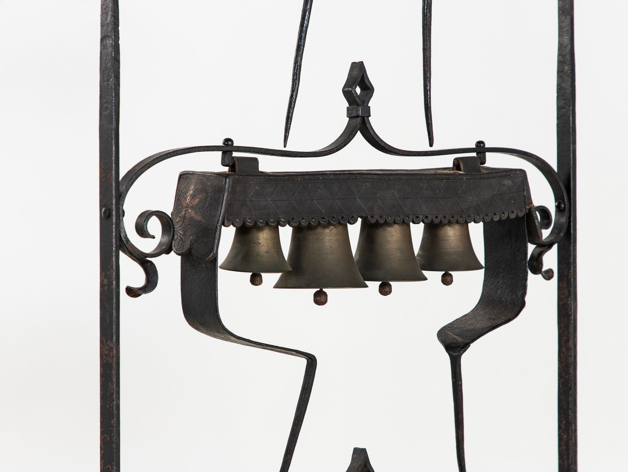 Wrought Iron Latten Bell Stand, Three Tier, English Late 19th C.