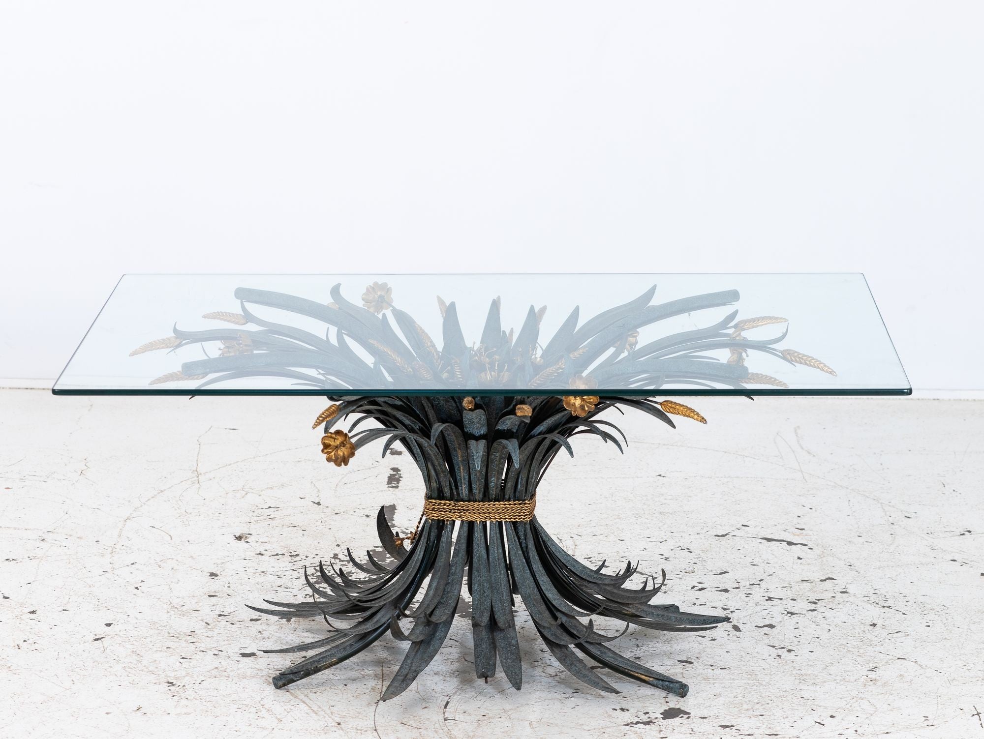 Hollywood Regency Gilt Metal Sheaf of Wheat Coffee Table, France Mid 20th C.
