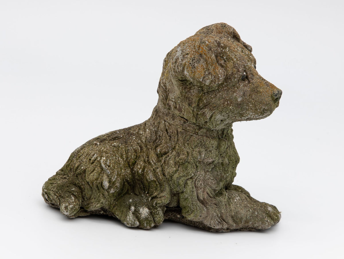Vintage Reconstituted Stone Dog Terrier, English Mid 20th C.