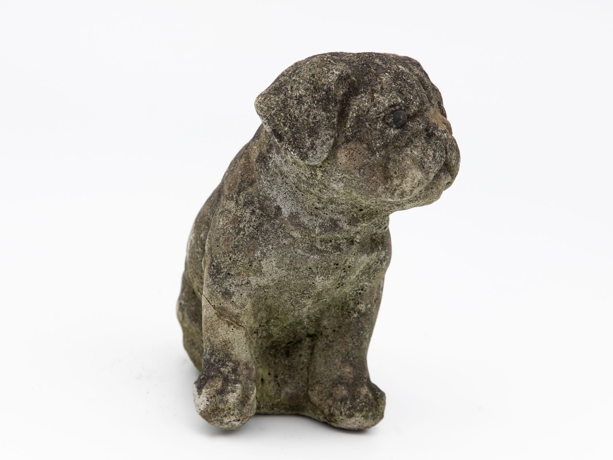 Vintage English Bulldog or Pug Dog Stone Garden Statue, English mid 20th C.