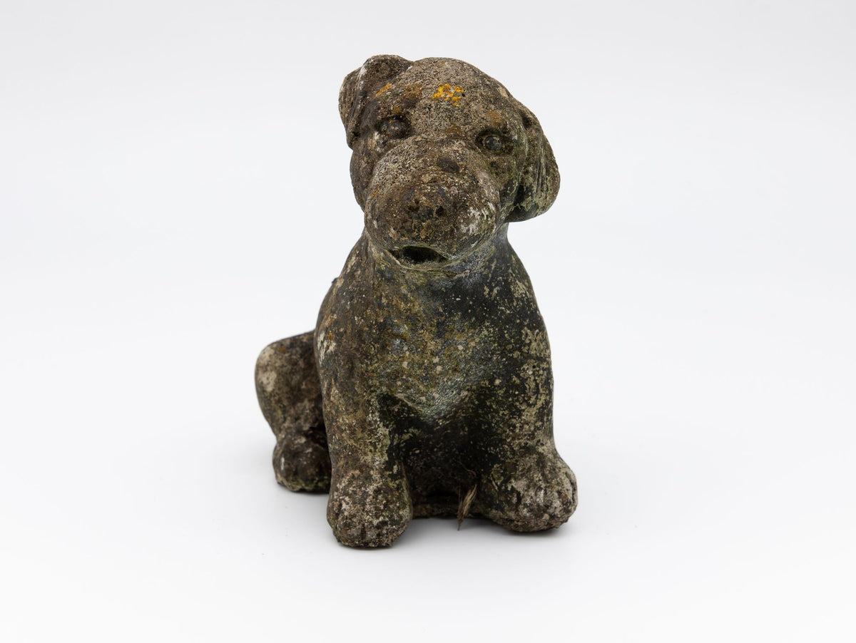 Reconsitituted Stone Puppy or Dog Garden Ornament, England Mid 20th C.