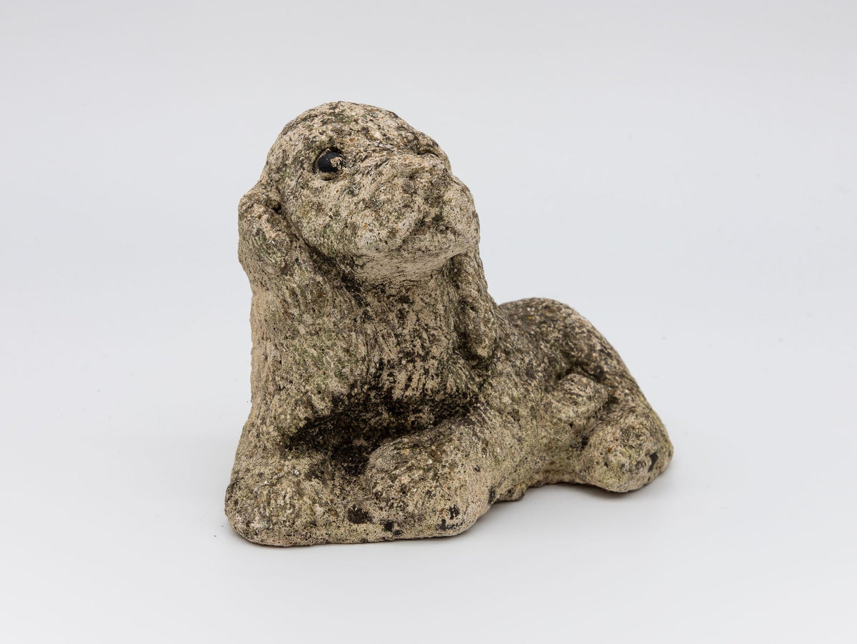 Vintage Reconstituted Stone Puppy or Dog Spaniel Garden Ornament, 20th Century