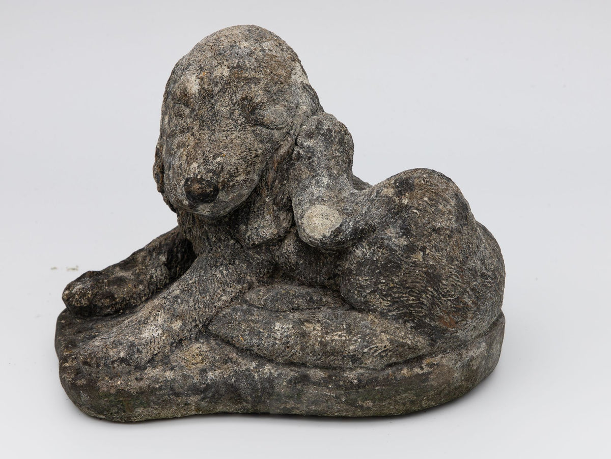 Reconstituted Stone Dog Spaniel Garden Ornament, England 20th Century