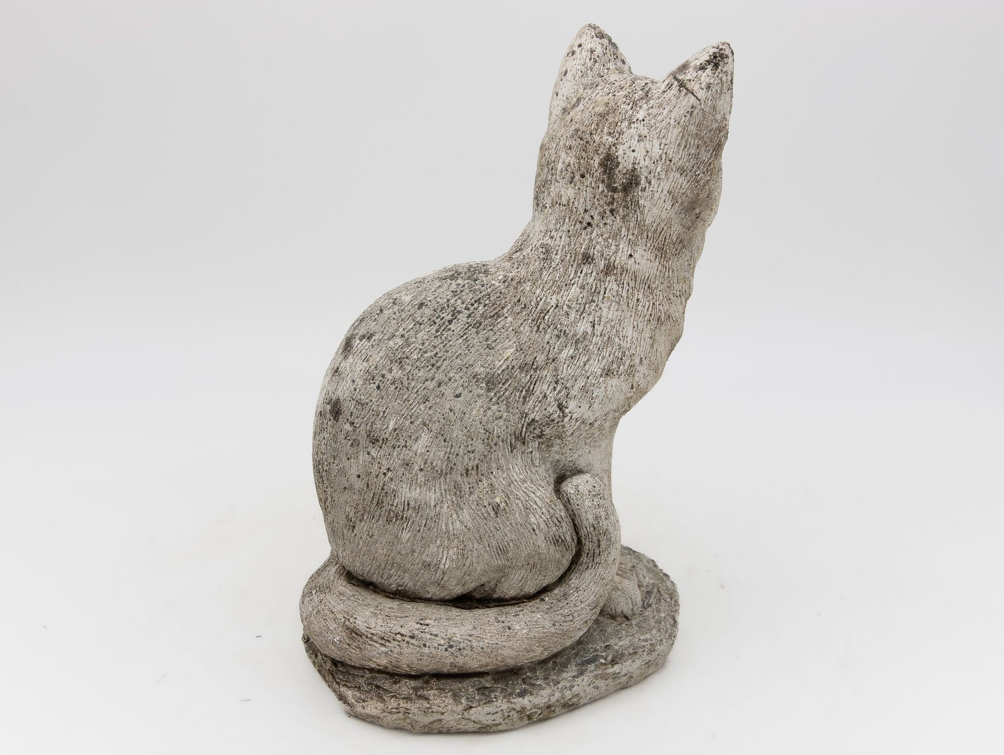 Vintage Composite Stone Cat Garden Statue, French 1970s