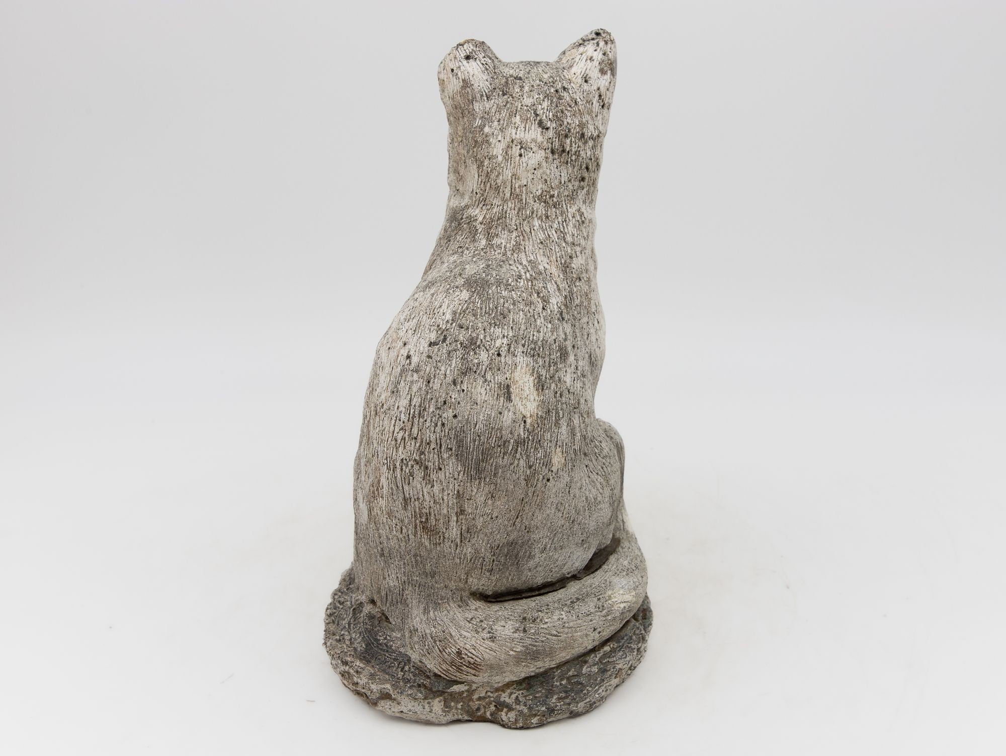 Vintage Reconstituted Stone Cat Garden Statue, English 1970s