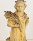 Woman Holding Sheaf of Wheat, Concrete Garden Ornament, England Mid 20th Century
