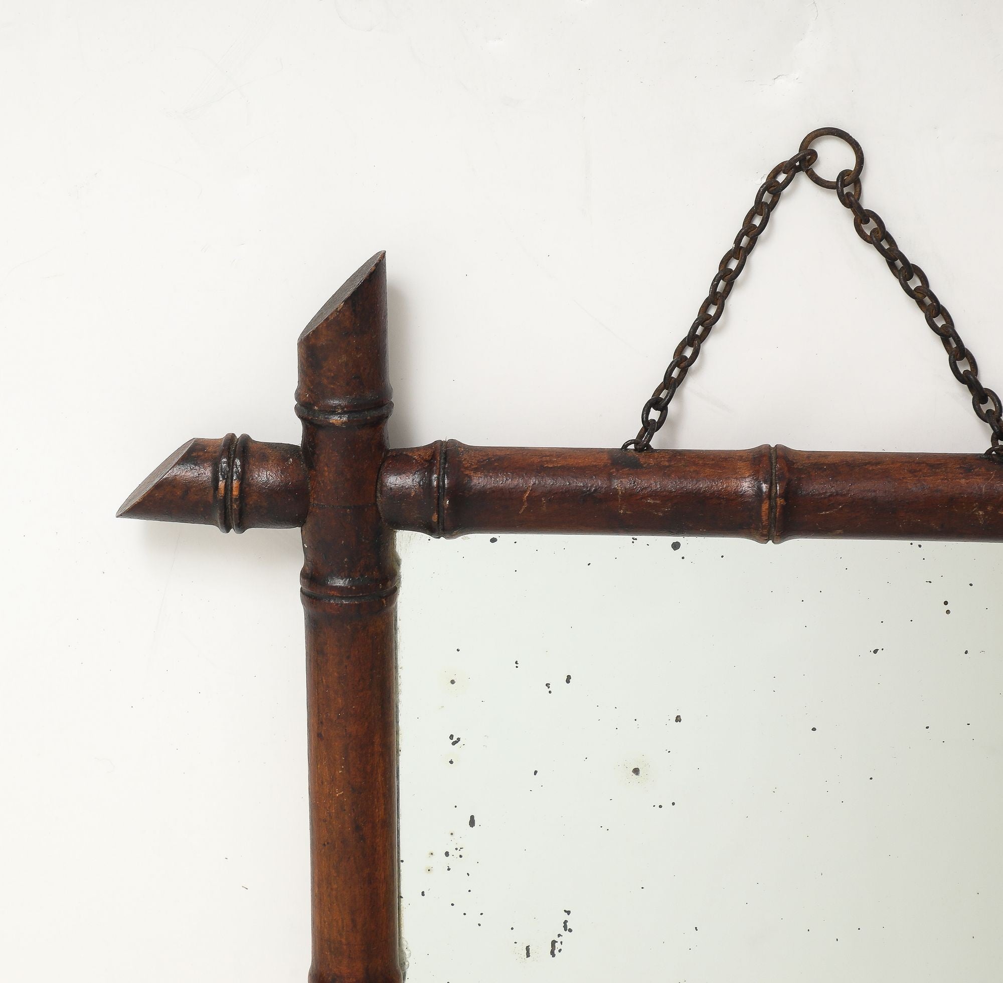 Small Faux Bamboo Carved Frame Mirror, England 1940s