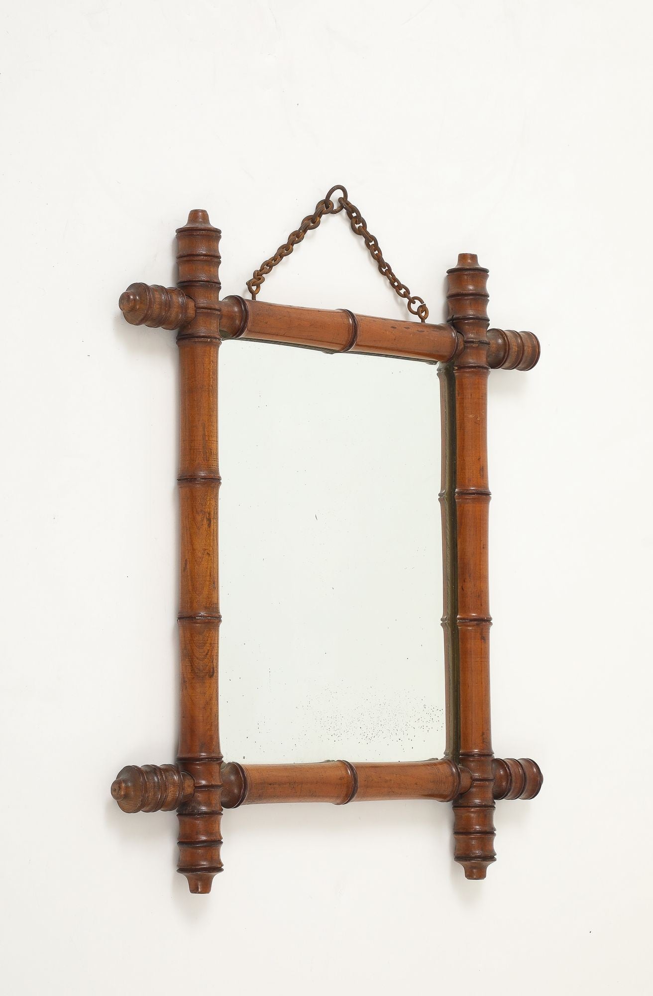 Small Faux Bamboo Carved Frame Mirror, England 1940s