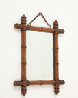 Small Faux Bamboo Carved Frame Mirror, England 1940s