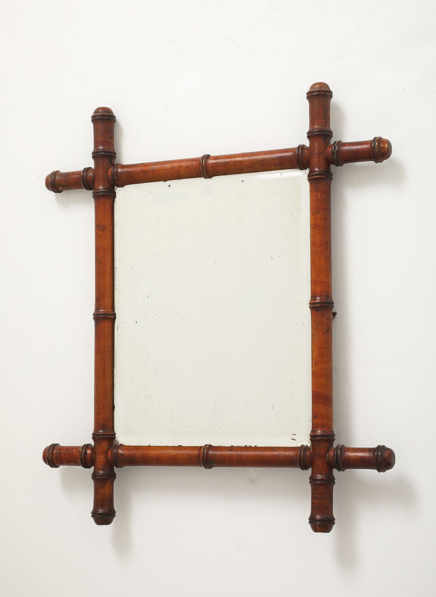 Small Faux Bamboo Carved Frame Mirror, England 1940s