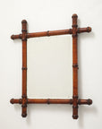 Small Faux Bamboo Carved Frame Mirror, England 1940s