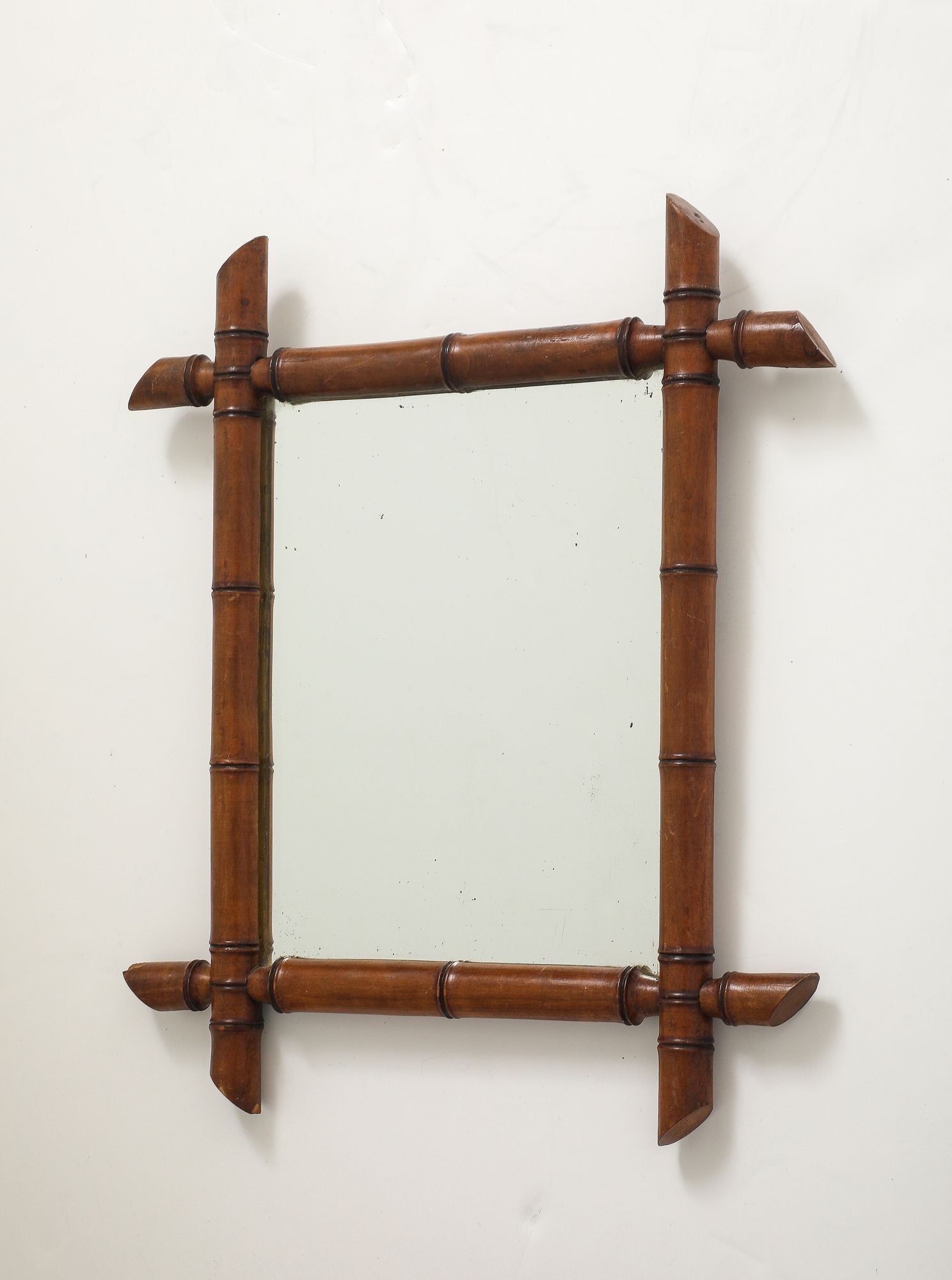 Small Faux Bamboo Carved Frame Mirror, England 1940s