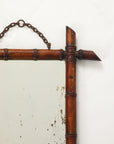 Small Faux Bamboo Carved Frame Mirror, England 1940s