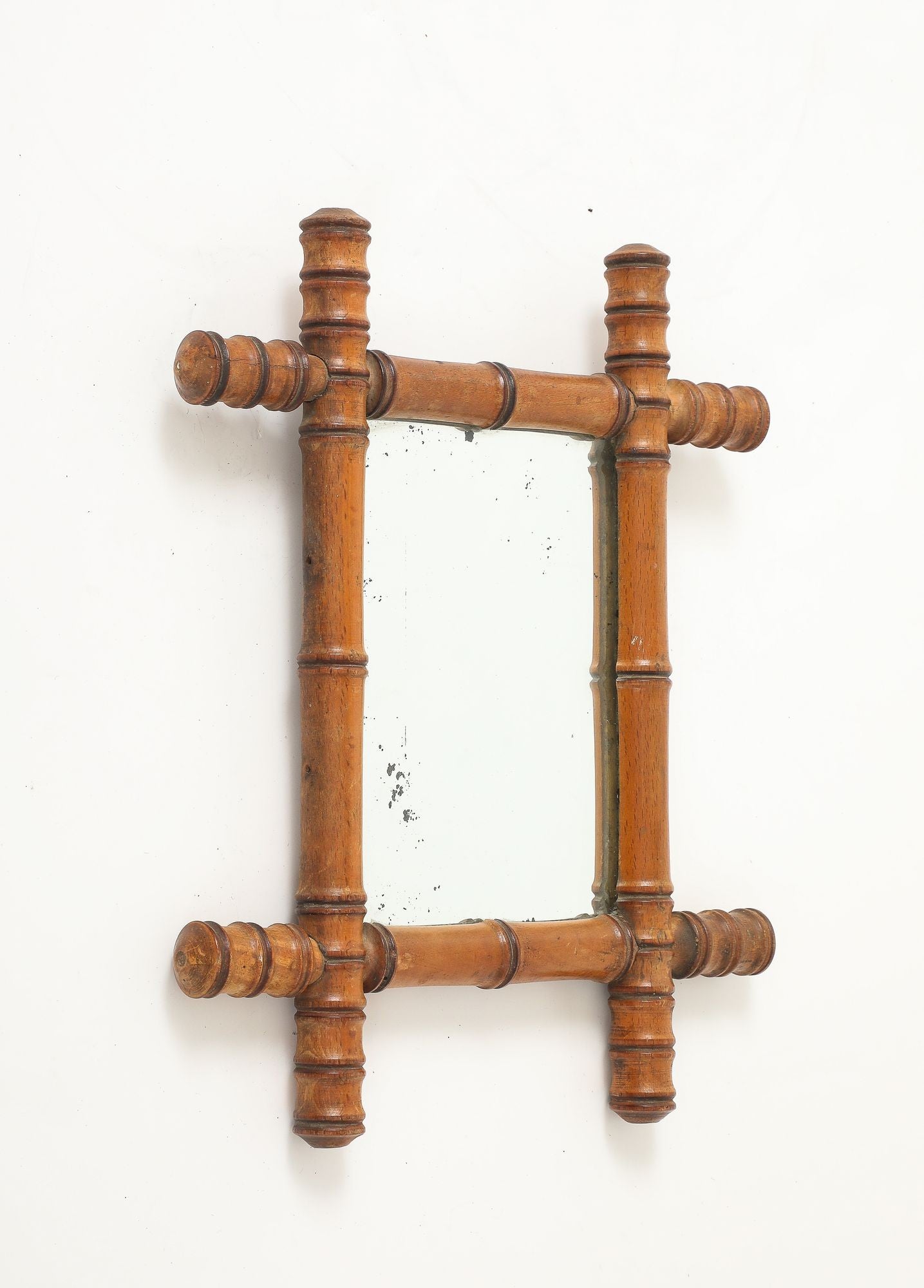 Small Faux Bamboo Carved Frame Mirror, England 1940s