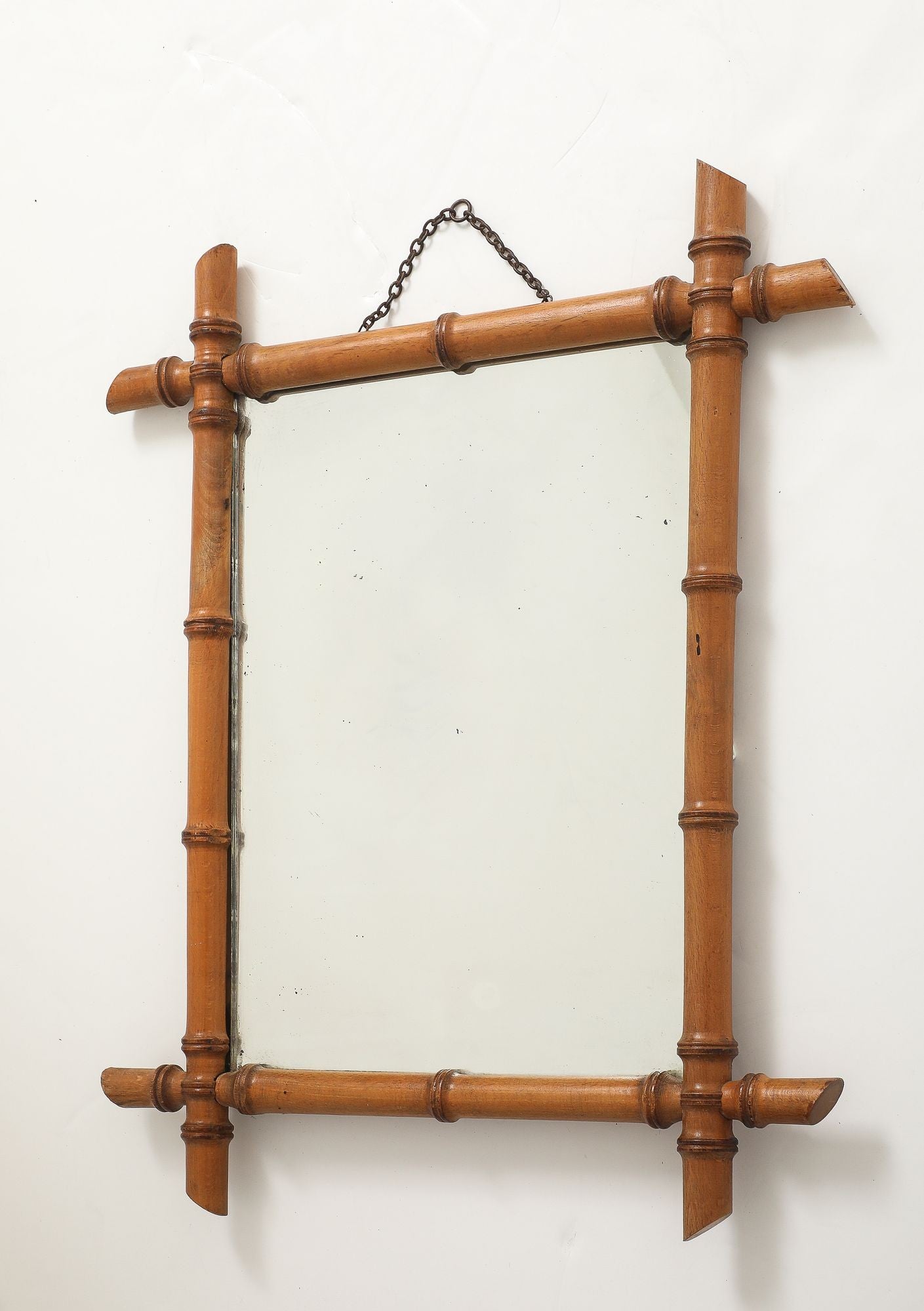 Small Faux Bamboo Carved Frame Mirror, England 1940s