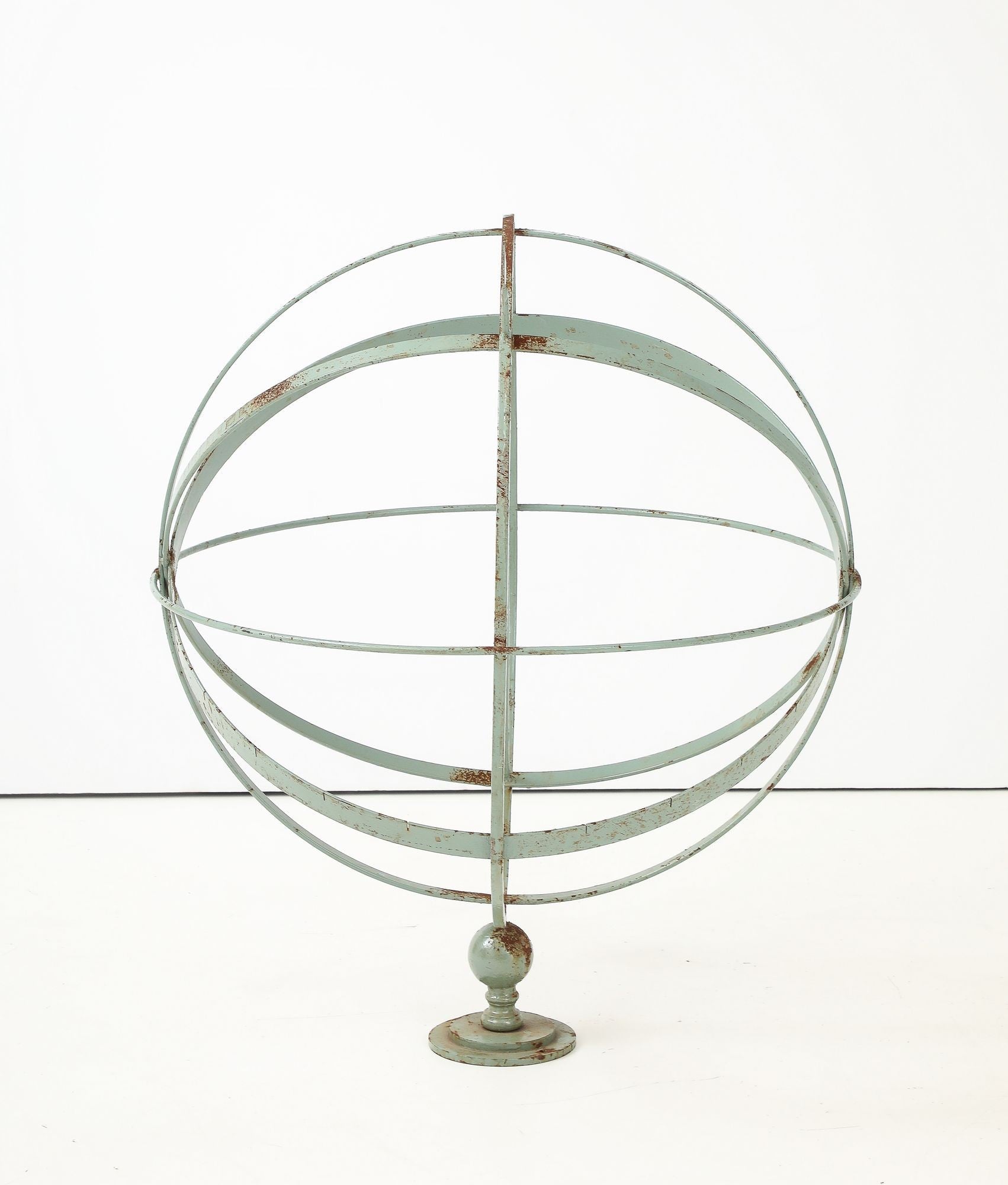 Celadon Painted English Mid-20th Century Iron Armillary