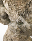 Composite Stone Faux Bois Birdbath with Squirrels Garden Ornament, English 20th C.