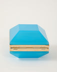 Antique French Turquoise Beveled Square Opaline Box, Early 20th C.