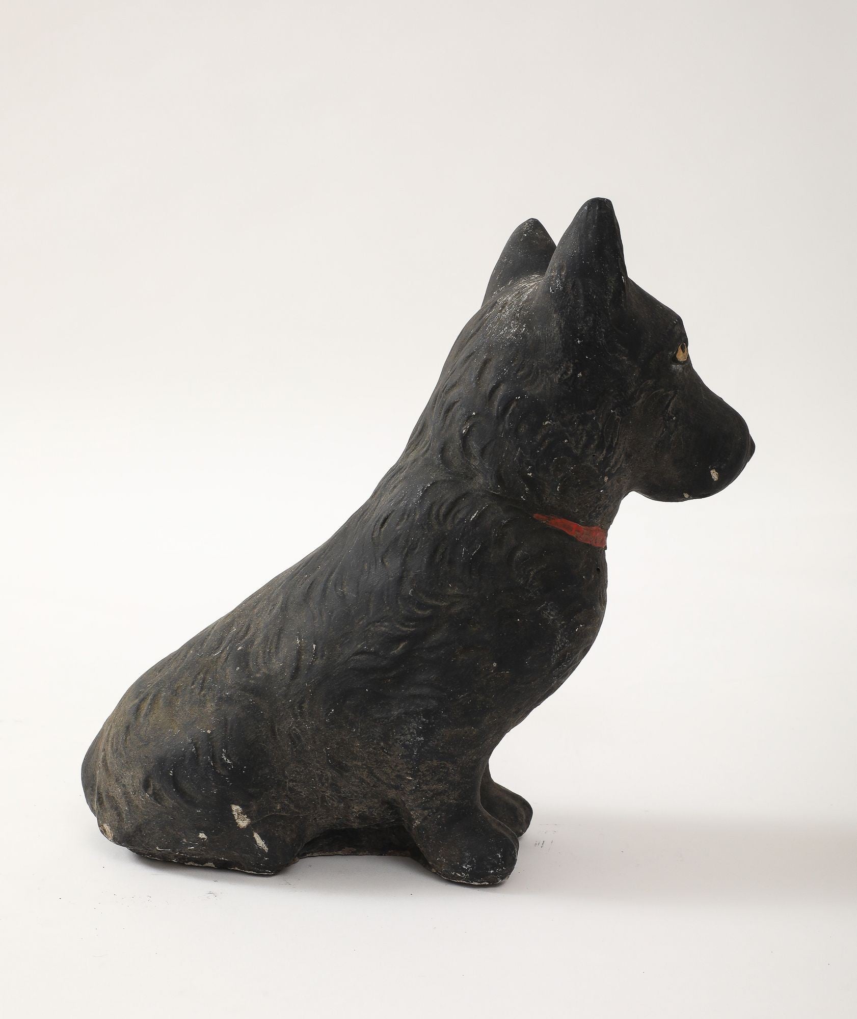 Black Scottie Dog Garden Ornament Reconstituted Stone, English Mid 20th C.