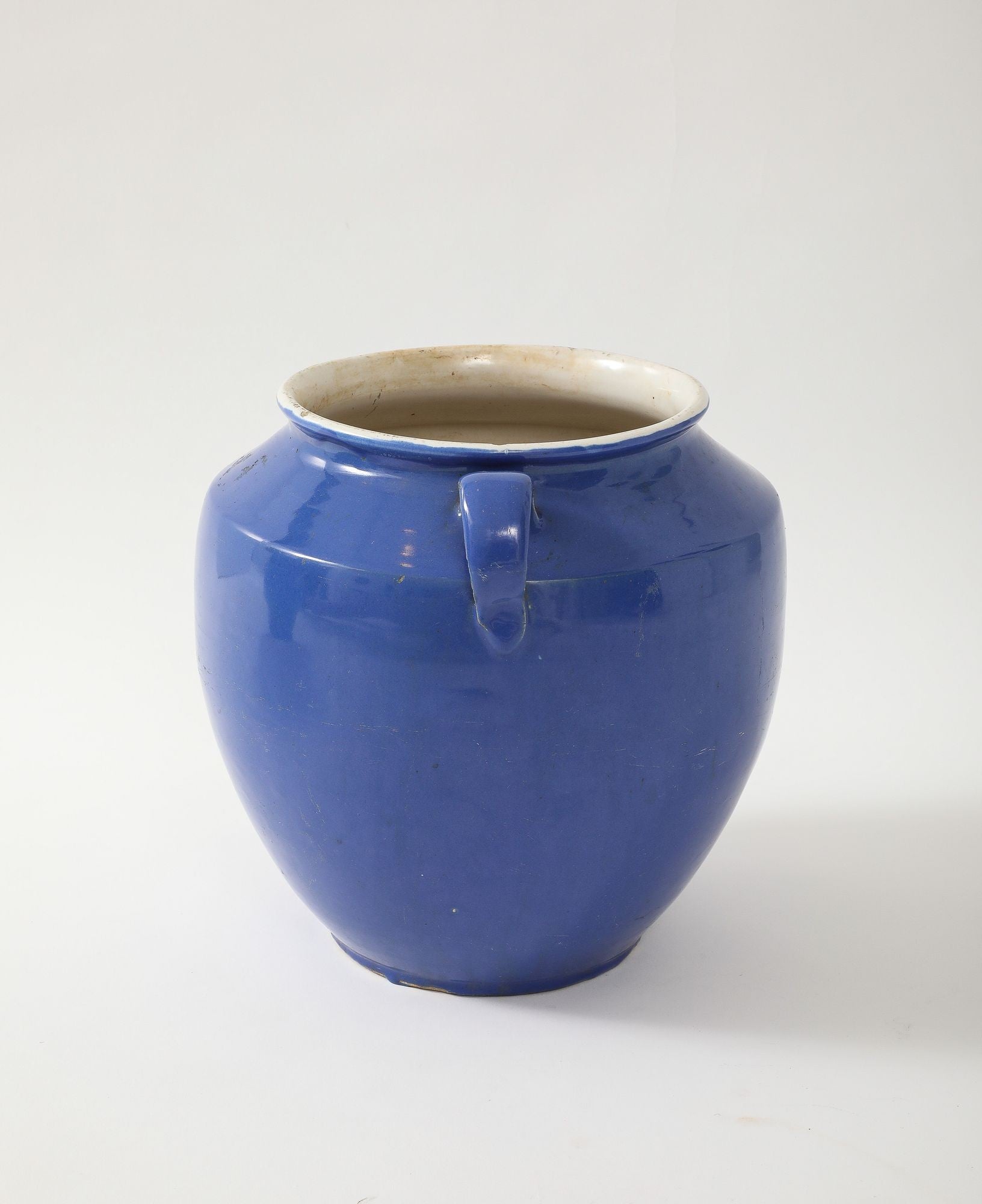 Blue Pottery Urn with Handles, France mid 20th C.