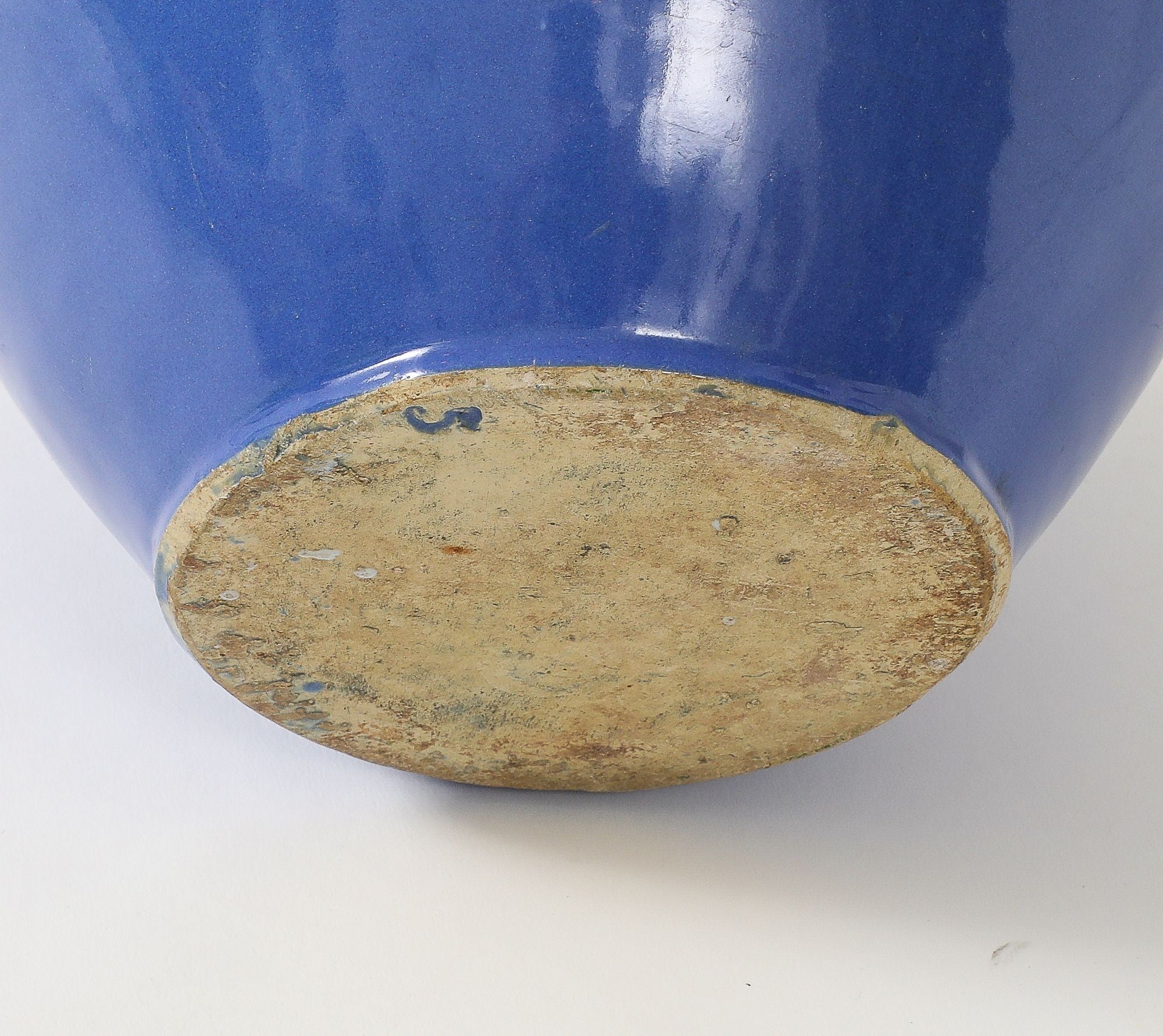 Blue Pottery Urn with Handles, France mid 20th C.