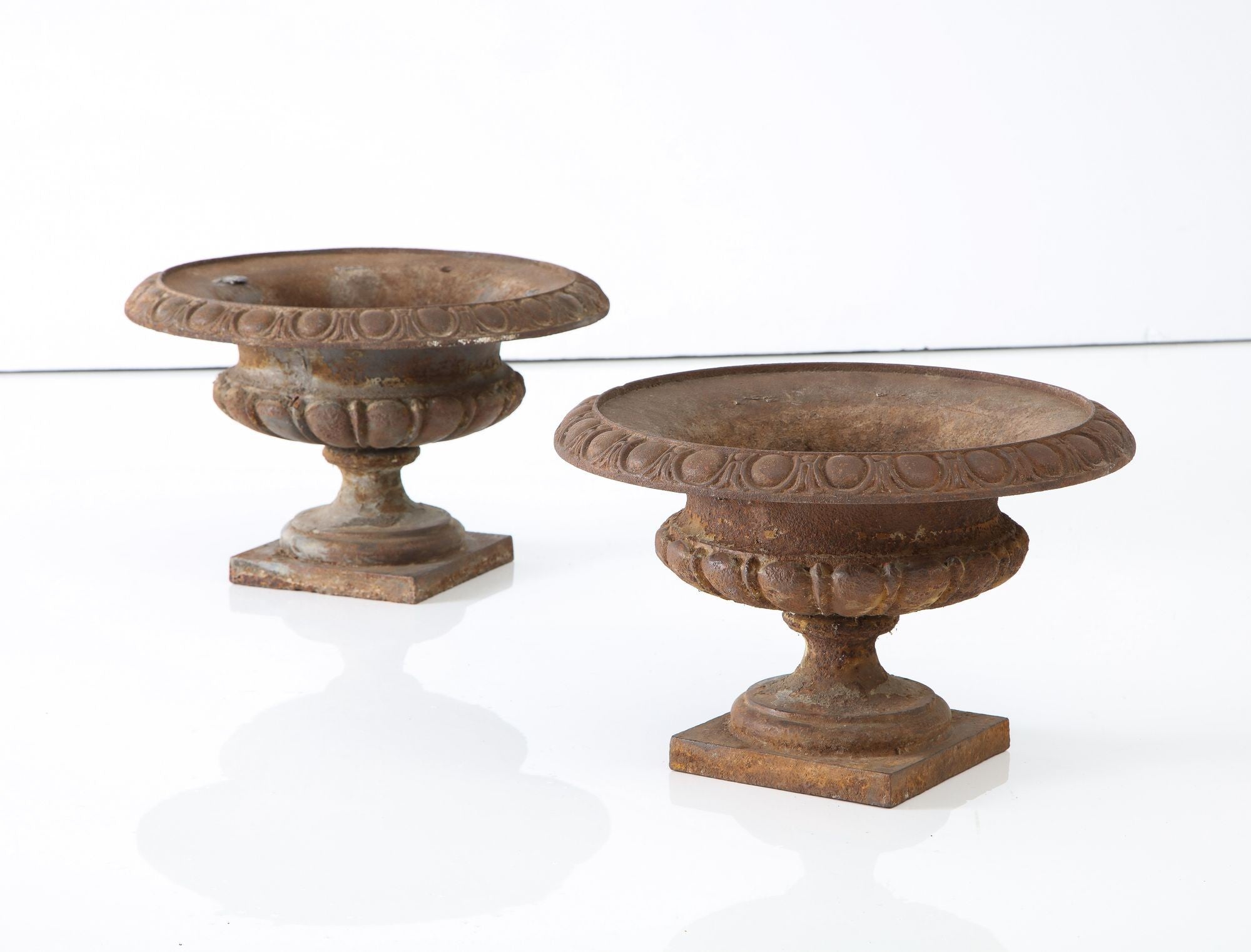 Pair Cast Iron Pie Crust Urns