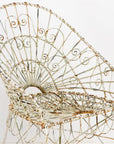 Victorian Style White Wirework Pair of Chairs and Cafe Table, France 1960