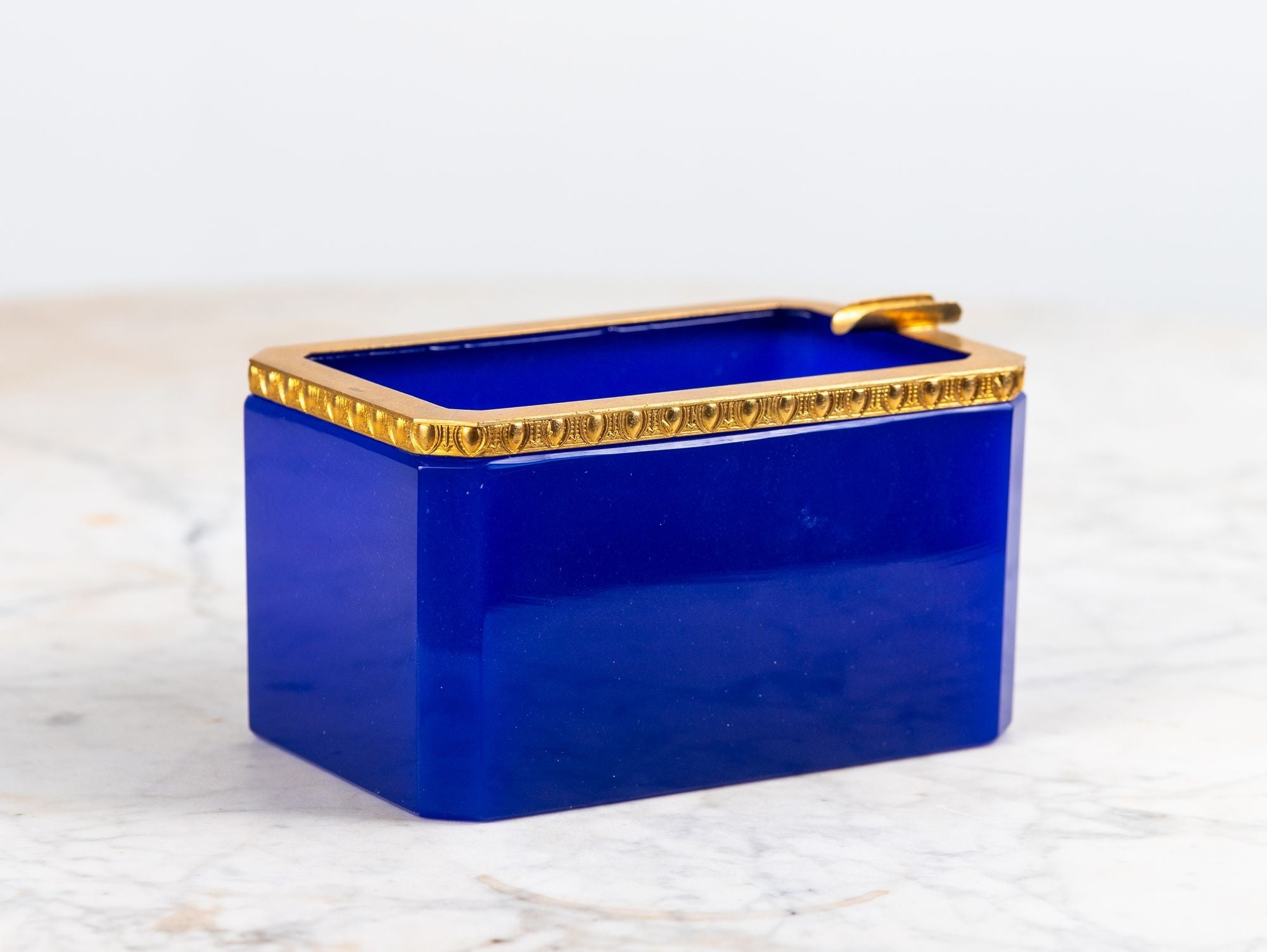 Large Art Deco Lapis Lazuli Opaline Ashtray with Brass Mounts, France