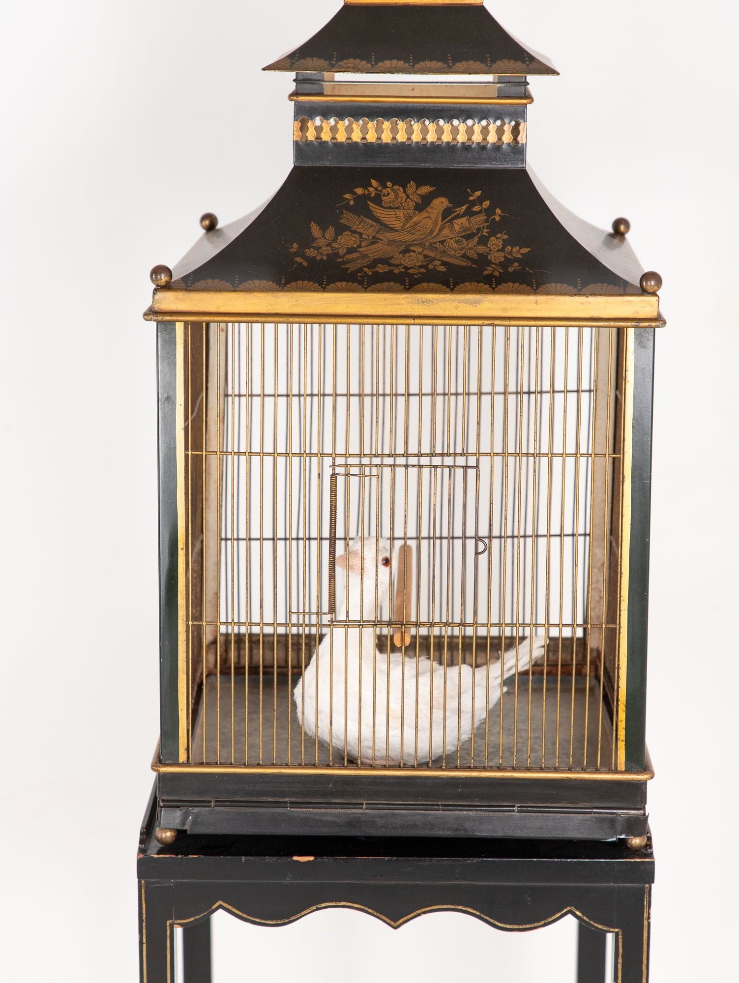 Regency Style Tole Birdcage on Stand, USA 20th Century