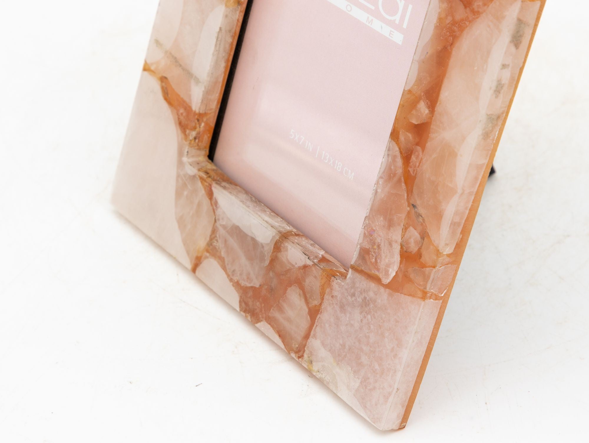 Genuine Pink Quartz/Glass 5” x 7&quot; photo frame by Tozai Home, 2015