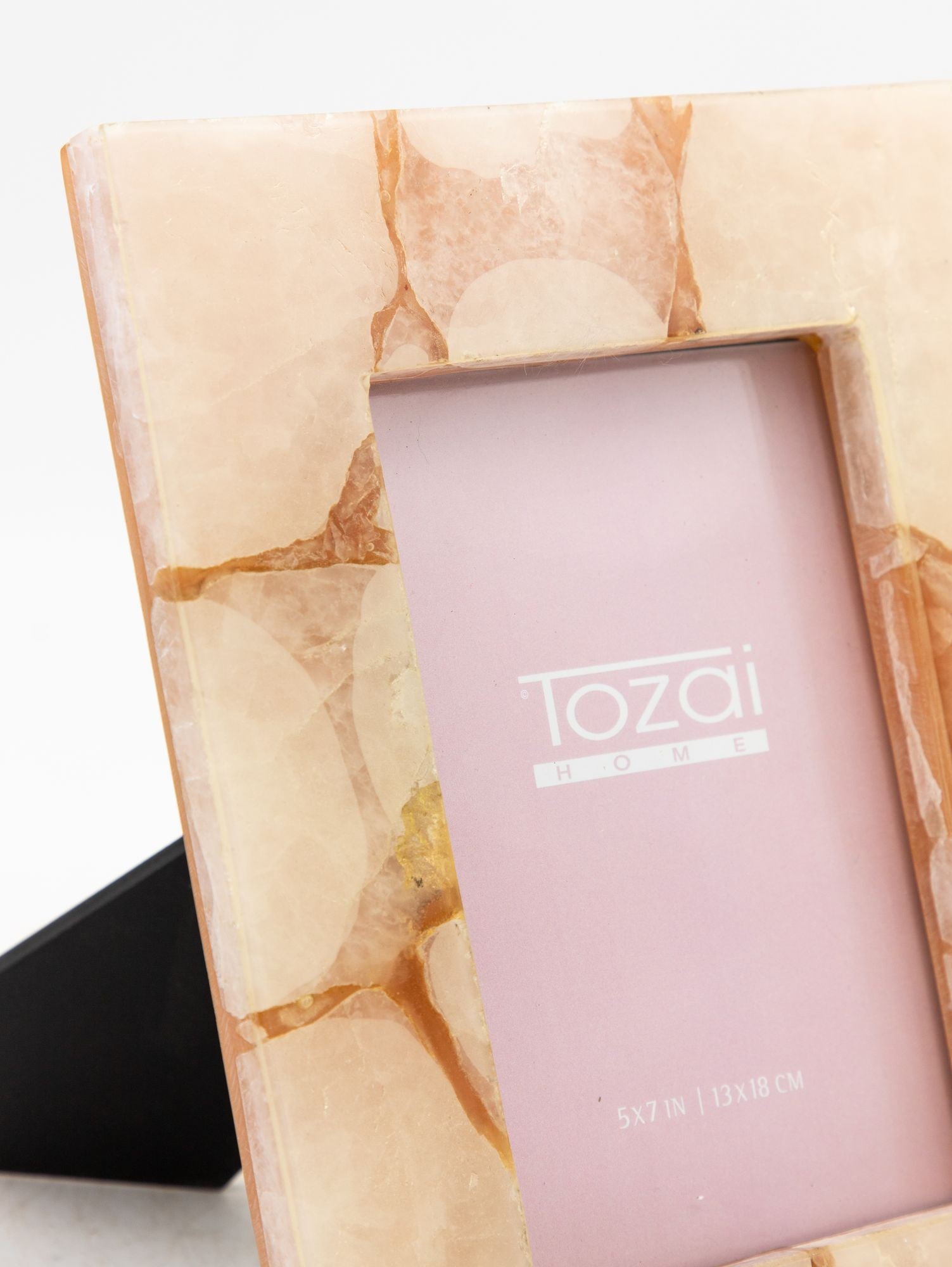 Genuine Pink Quartz/Glass 5” x 7&quot; photo frame by Tozai Home, 2015