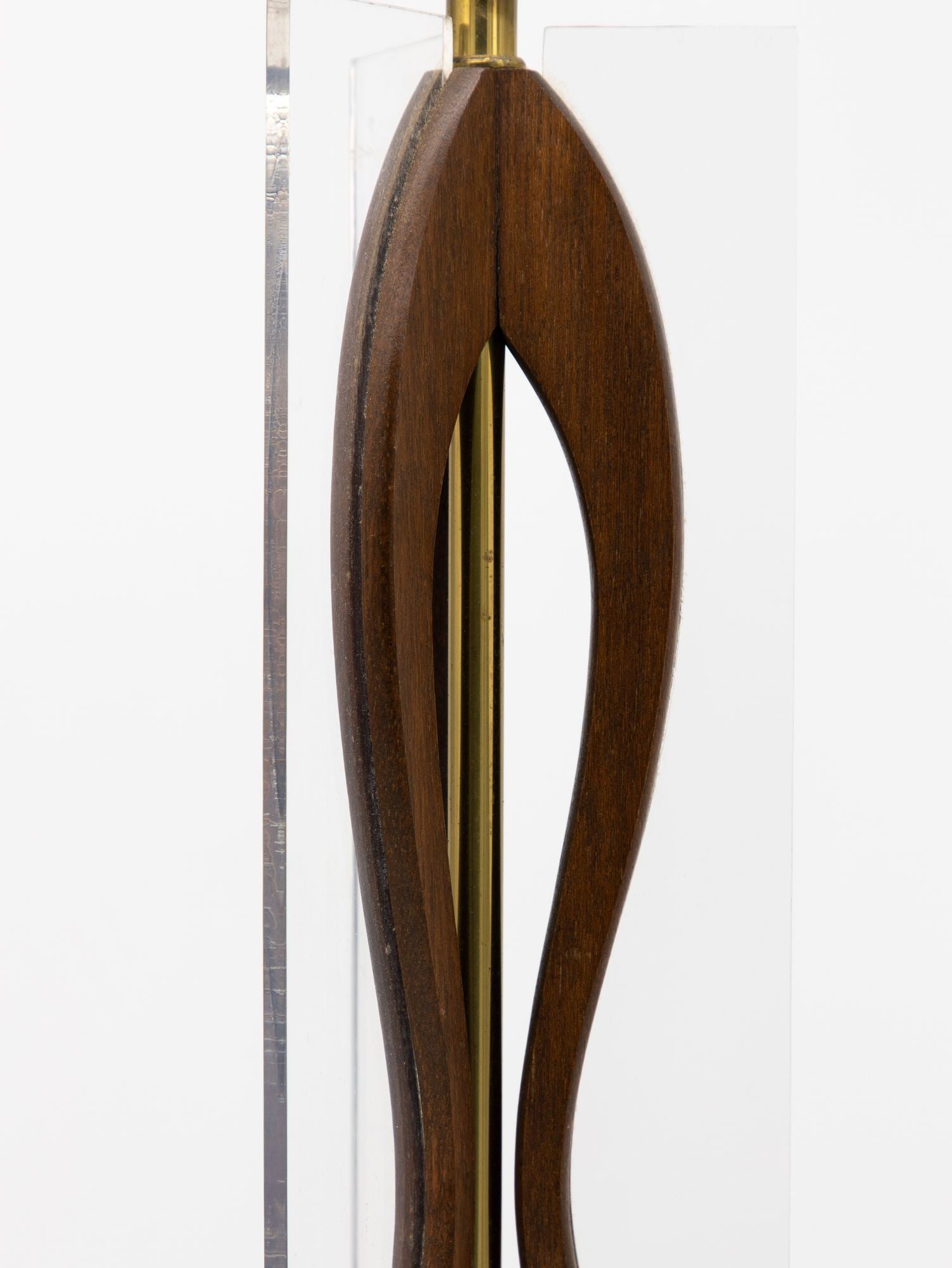 MId Century Modern Wood and Lucite Table Lamp, American Mid 20th C.