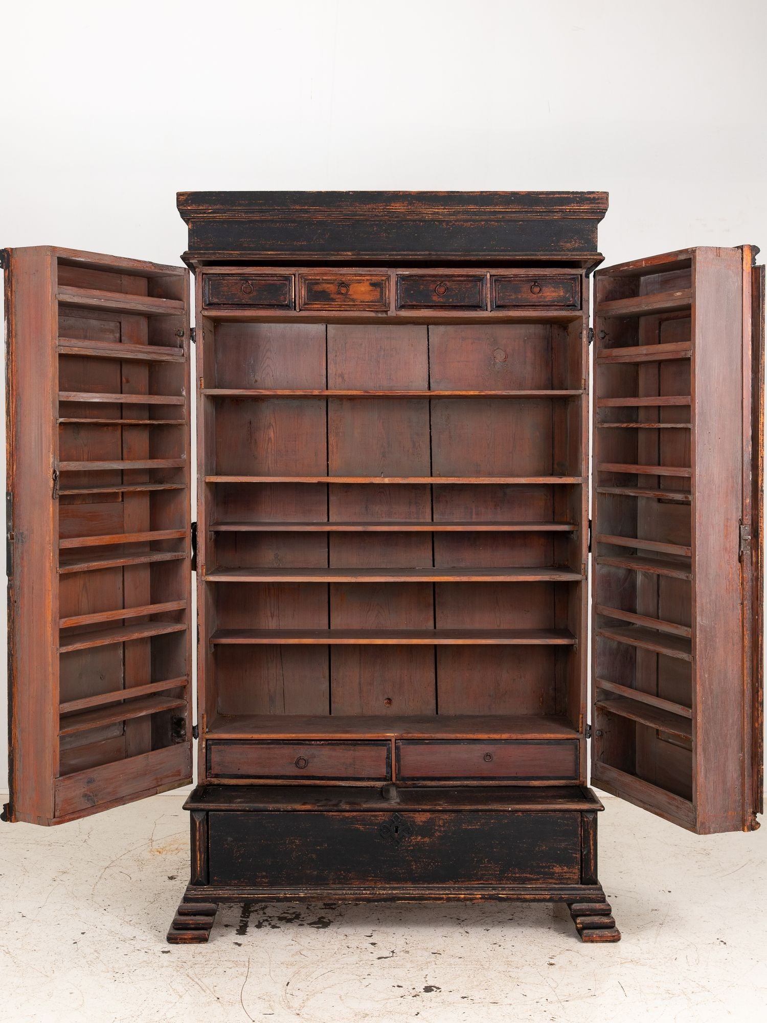 Black Swedish Cupboard or Kitchen Cabinet, Sweden Late 18th C.