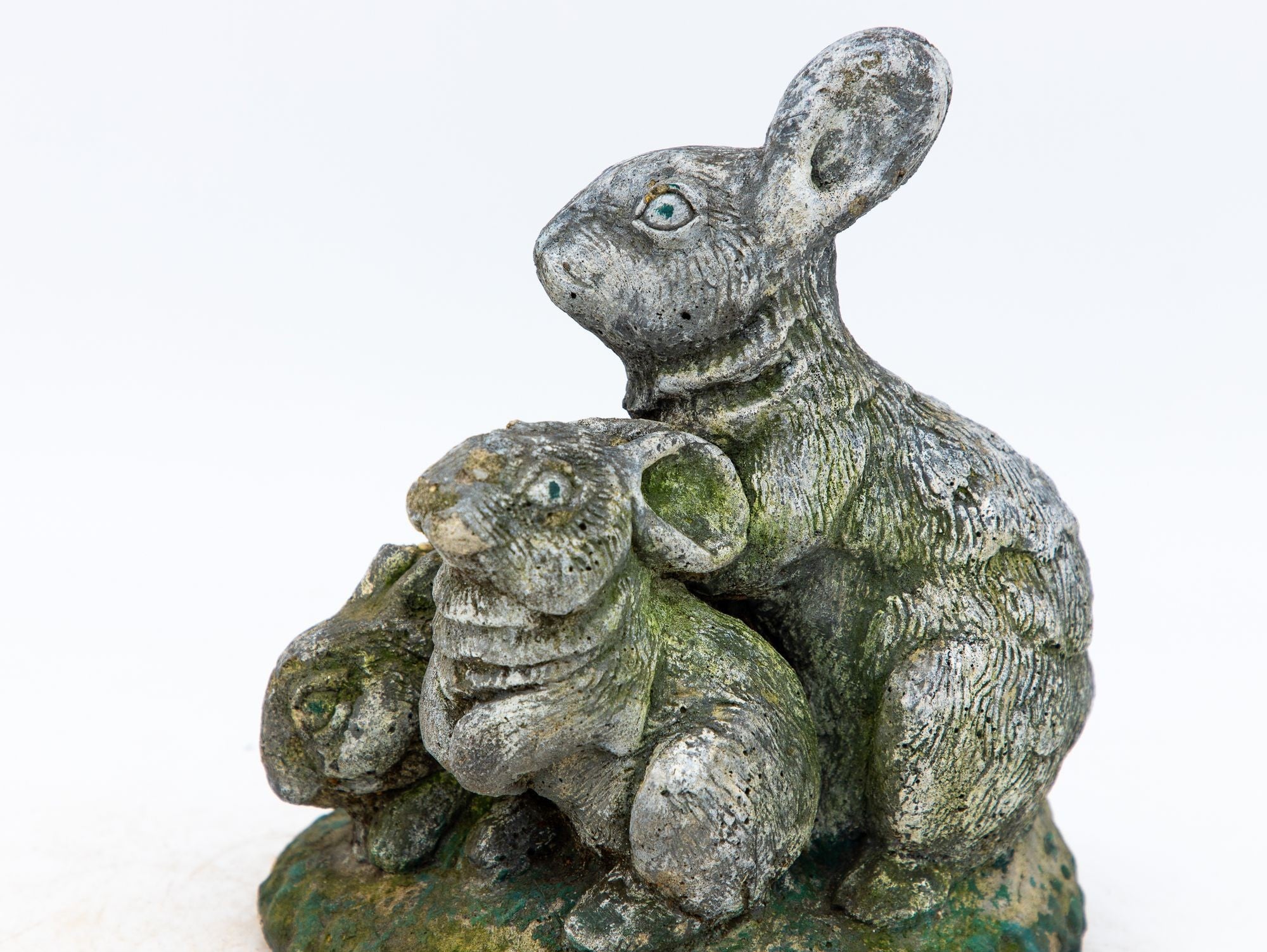 Reconstituted Stone Rabbit and Bunnies Family Garden Ornament, French 20th Century